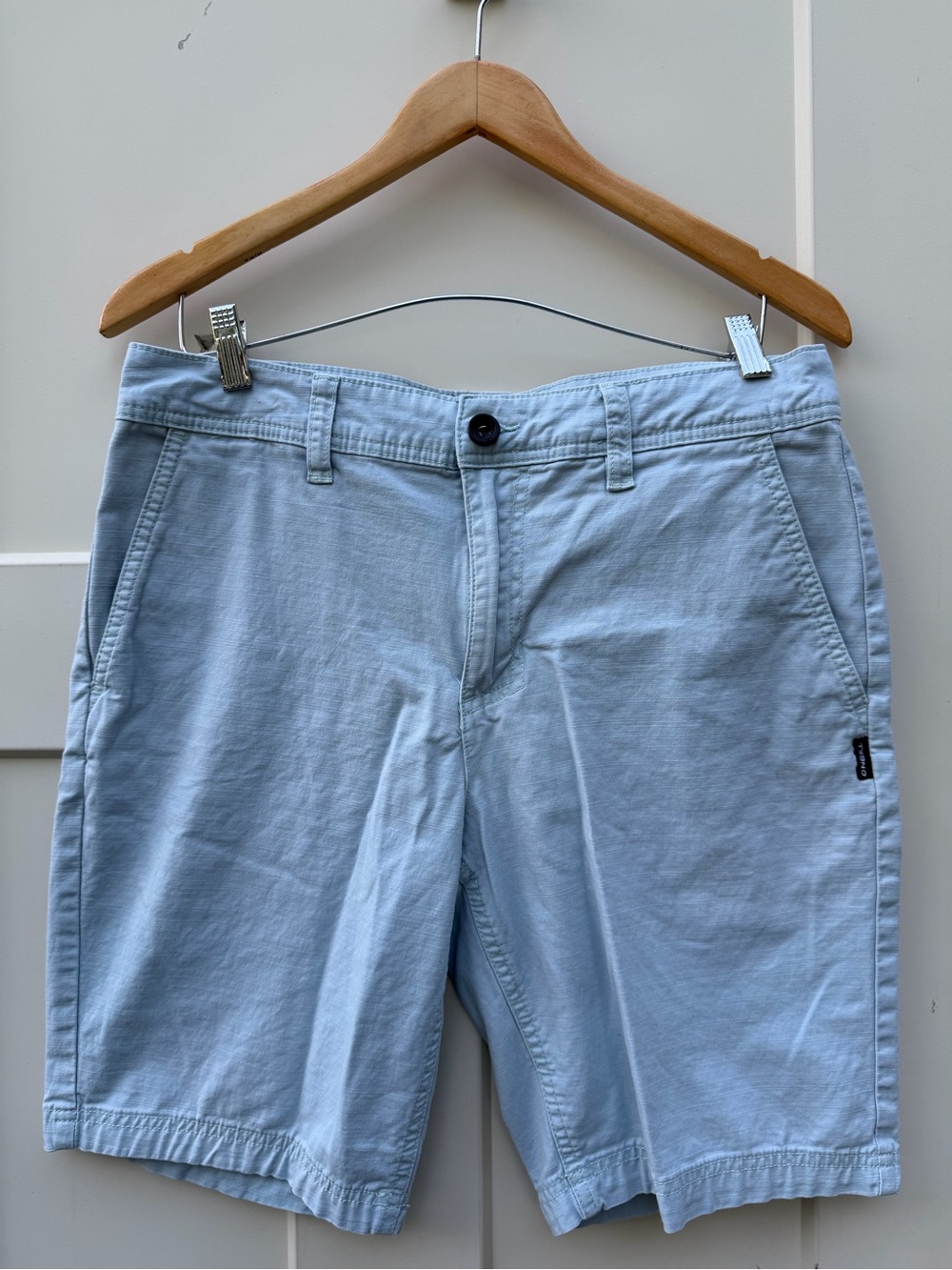 O'Neill 9” Cotton Light Blue Flat Front Men's Shorts- 32 waist Coastal- Golf